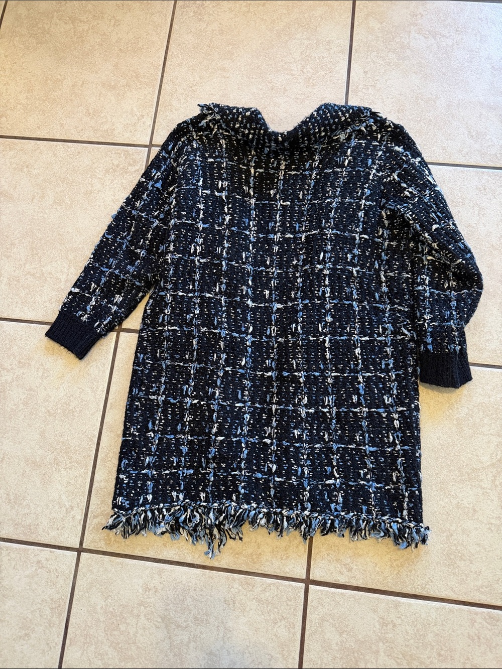 Dolce Cabo Navy Bouclé Tweed Open-Front Jacket - Picture 7 of 7